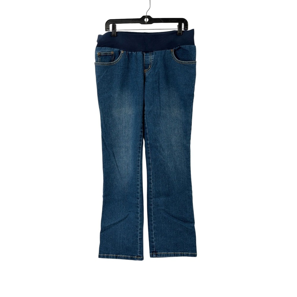 Attitude Unknown Womens Maternity Bootcut Jeans Medium Wash Blue Elastic Band M